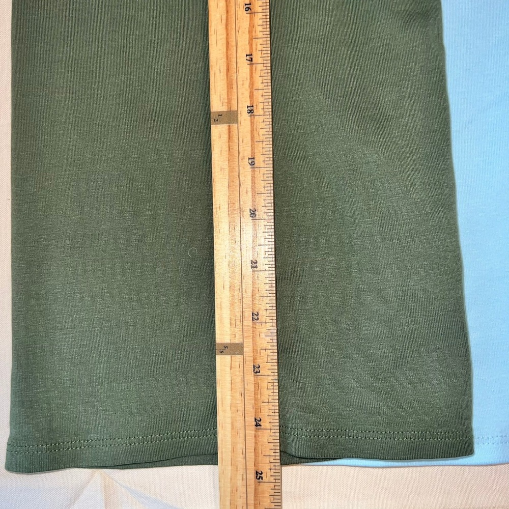 NWT J.Crew Factory Ribbed Cotton Tee Size L BS158 2 Pack Olive Green / Sky Blue - Picture 3 of 4
